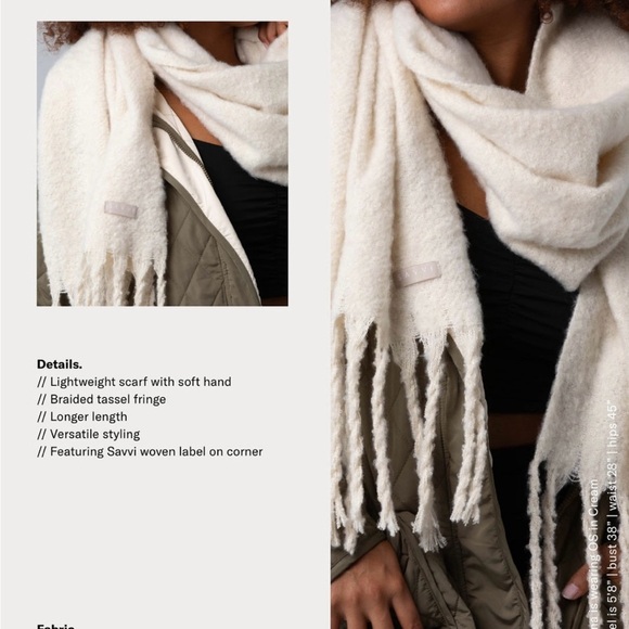 Savvi Cream Fringe Scarf - Picture 13 of 14